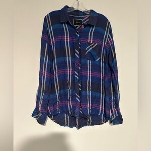 rails blue plaid button down shirt